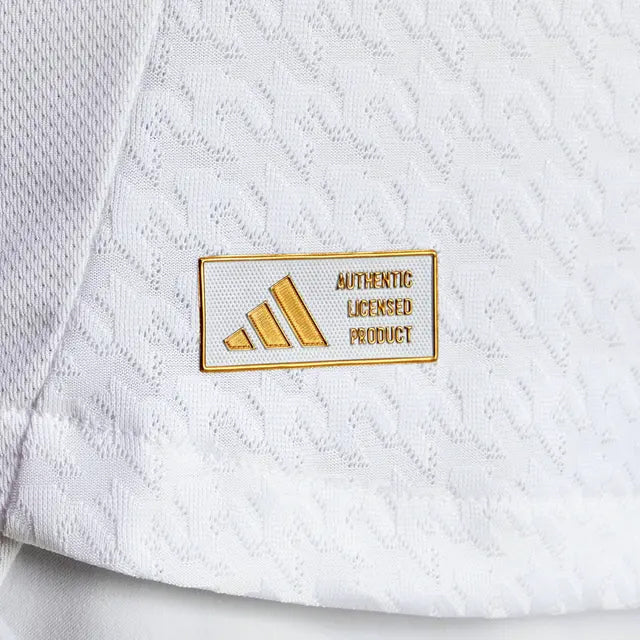 adidas Endrick Real Madrid Authentic Home Jersey w/ La Liga Patches 24/25 (White/Black)