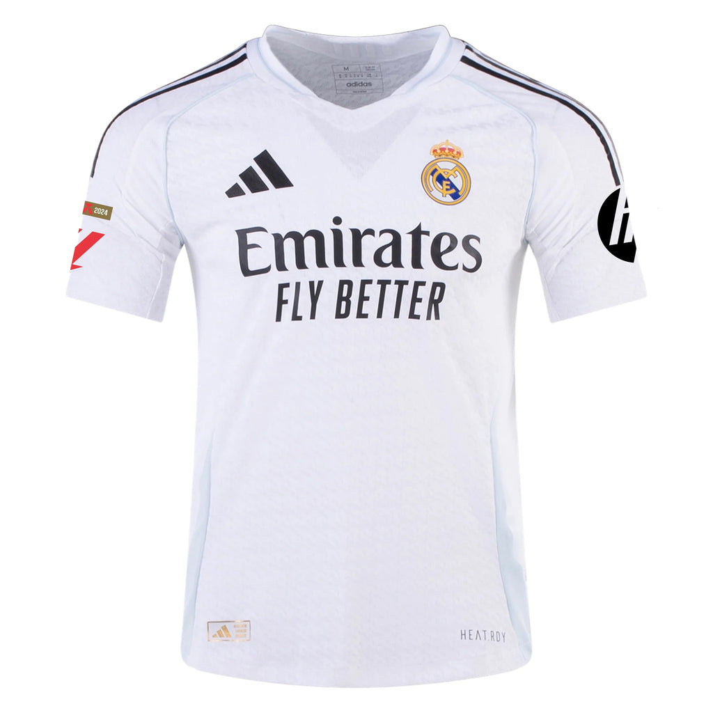 adidas Rodrygo Real Madrid Authentic Home Jersey w/ La Liga Patches 24/25 (White/Black)