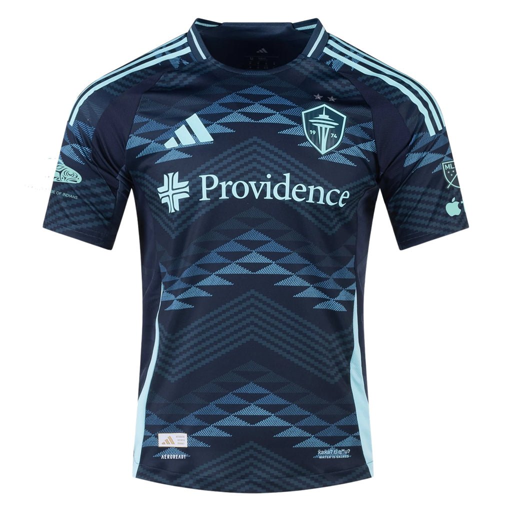 adidas S. Frei Seattle Sounders Authentic Away Jersey 25/26 w/ MLS Patches & Sponsor (Aura Ink)