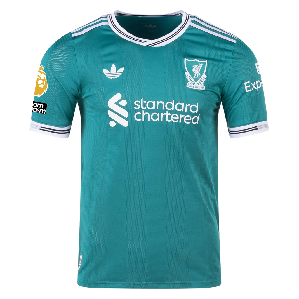 adidas Liverpool FC Authentic Dominik Szoboszlai Third Jersey w/ EPL + No Room For Racism Patches 25/26 (Sea Green)