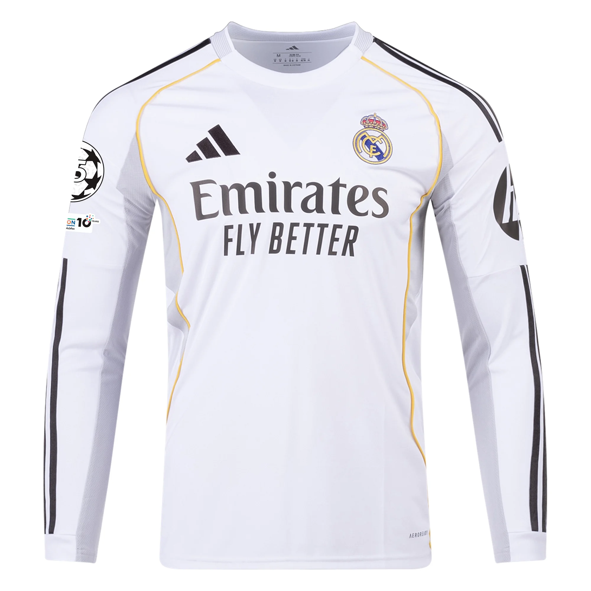 adidas Real Madrid F. Mendy Long Sleeve Home Jersey w/ Champions League Patches 25/26 (White)
