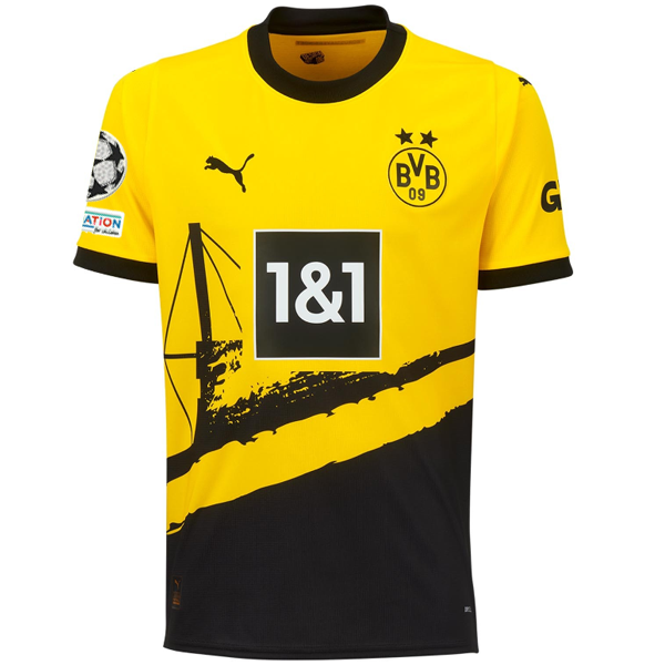 Puma Borussia Dortmund Salih Özcan Home Jersey w/ Champions League Patches 23/24 (Cyber Yellow/Puma Black)