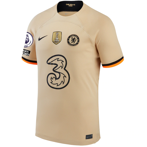 Nike Chelsea Reece James Third Jersey w/ EPL + No Room For Racism + Club World Cup Patches 22/23 (Sesame/Black)
