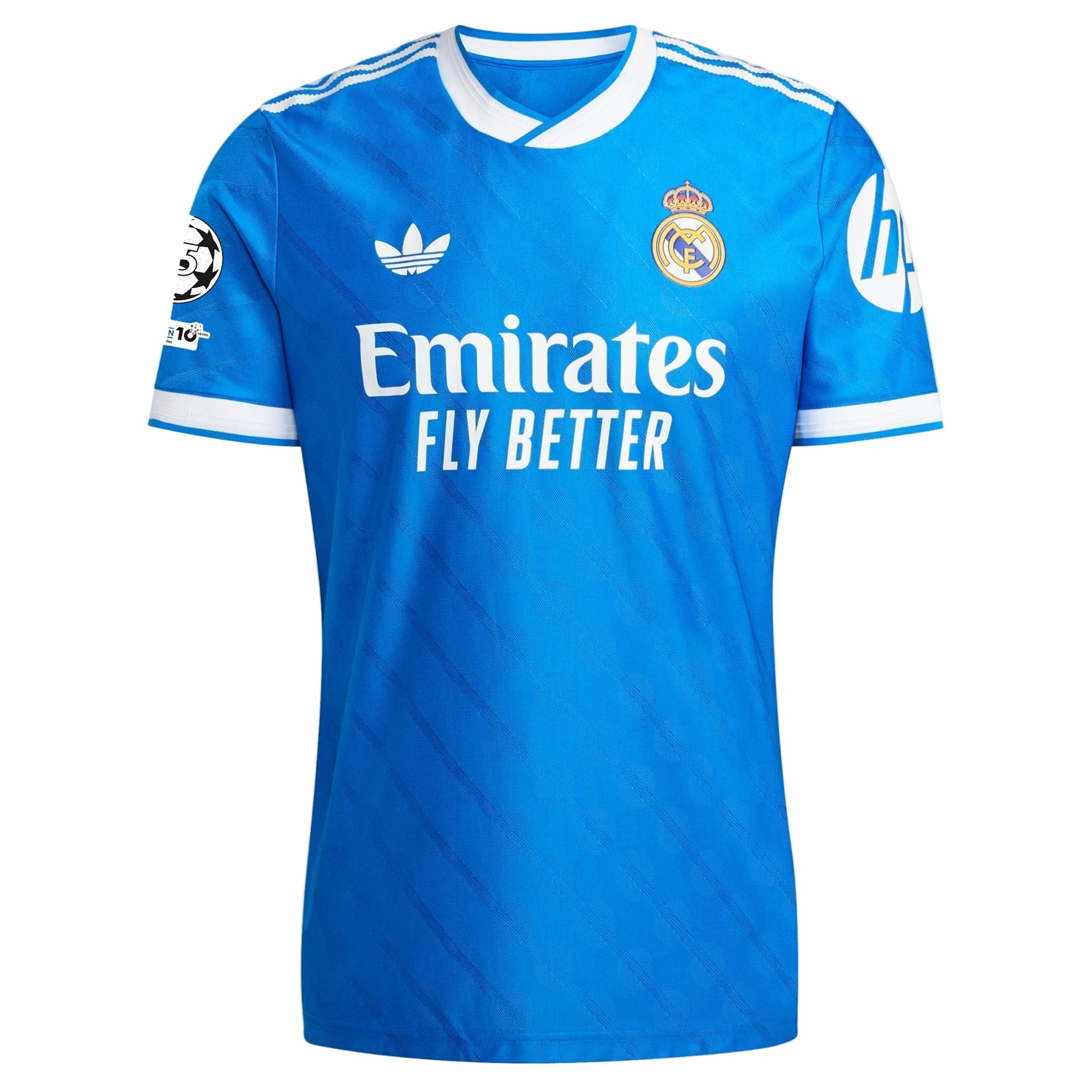 adidas Men's Valvarde Real Madrid 25/26 Authentic Third Jersey w/ Champions League Patches (Blue)