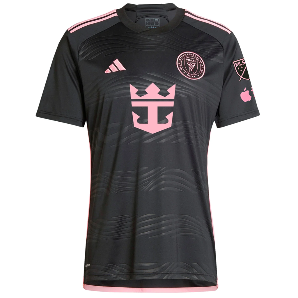 adidas Inter Miami Jordi Alba Royal Caribbean Away Jersey w/ MLS + Apple TV Patches 23/24 (Black/Bliss Pink)