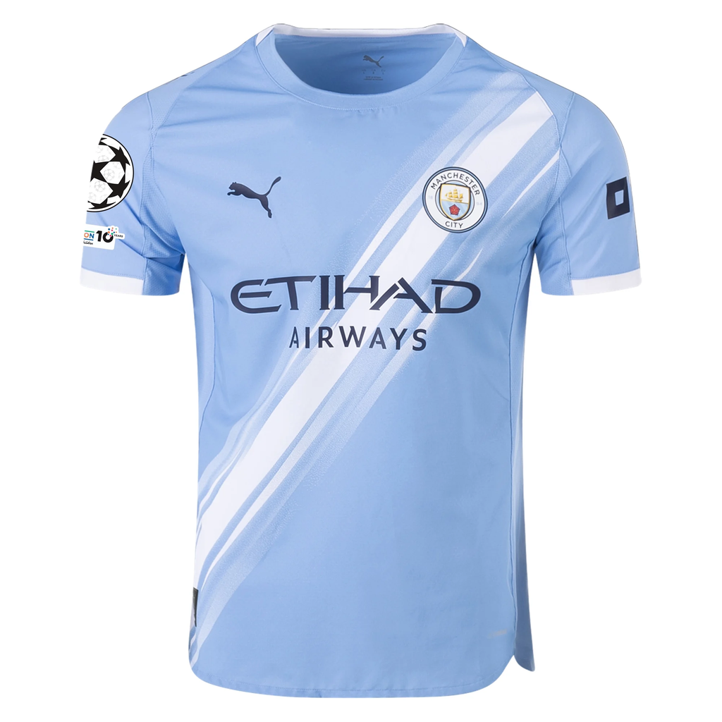 Puma Manchester City Authentic Bobb Home Jersey w/ Champions League Patches 25/26 (Team Light Blue/White)