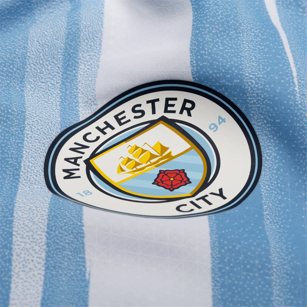 Puma Manchester City Authentic Akanji Home Jersey w/ EPL + No Room For Racism Patches 25/26 (Team Light Blue/White)